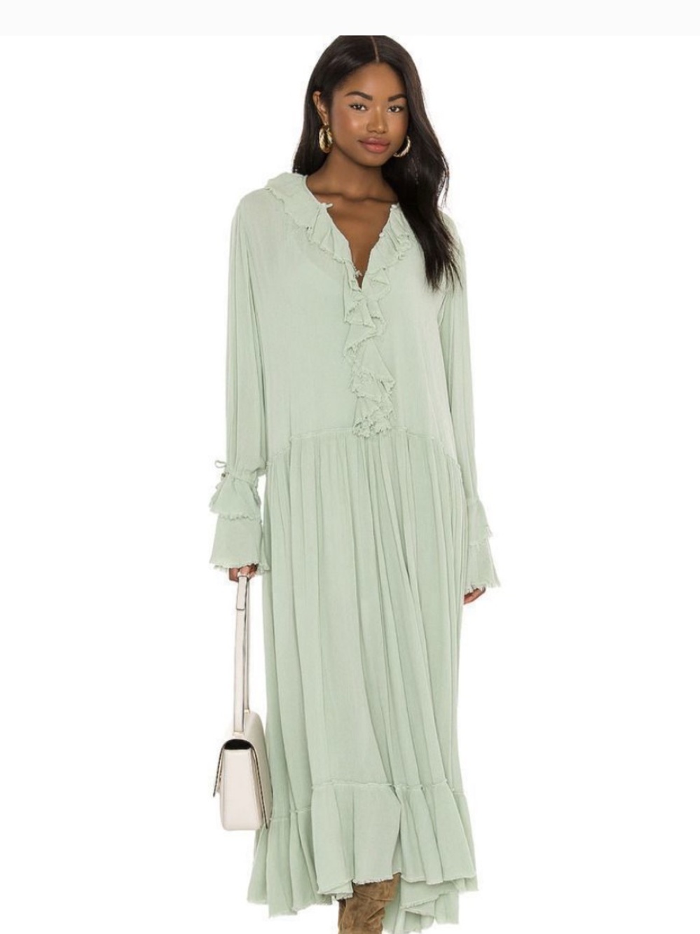 Free People Sweet Darlin’ Maxi Dress in Sage Green